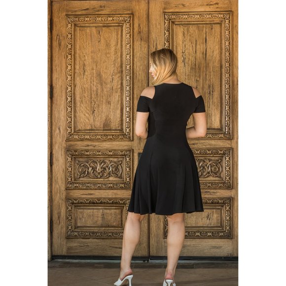 Funfash Plus Size Open Shoulders Black Dress - Picture 11 of 16